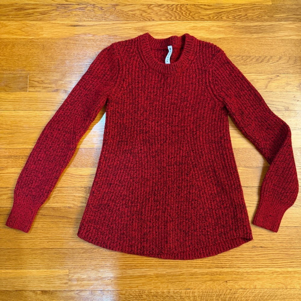 Athleta Sierra Crew Sweater in Candy Red Marl - Size XXS Wool Blend - Picture 1 of 7